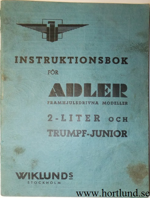 1939 Adler Instruktionsbok svensk
