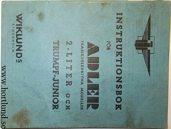 1939 Adler Instruktionsbok svensk