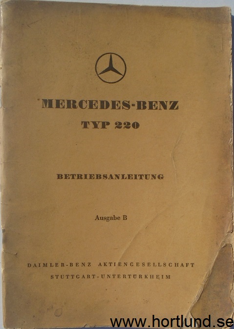 1952 Mercedes-Benz 220 Instruktionsbok