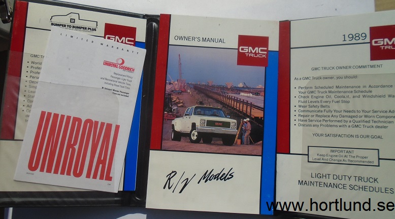 1989 GMC R&V Pickup Jimmy Suburban Owner's Manual