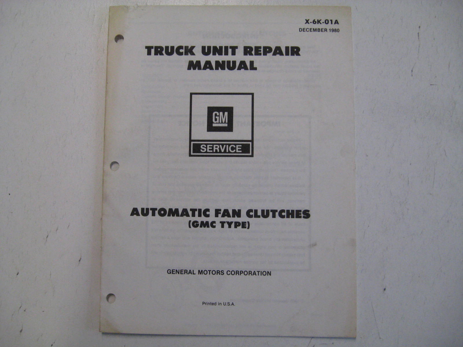 1980 Chevrolet Truck Unit Repair Manual Automatic Fan Clutches