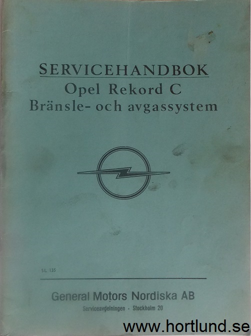 1967 Opel Rekord C Bränsle- och avgassystem Servicehandbok