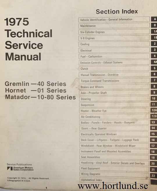 1975 AMC Technical Service Manual - 2