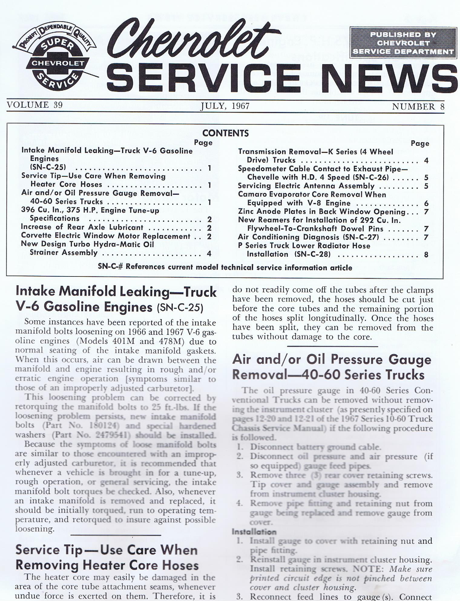 1967 Chevrolet Service News Juli