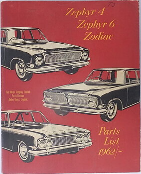 1963 Ford Zephyr & Zodiac Parts List
