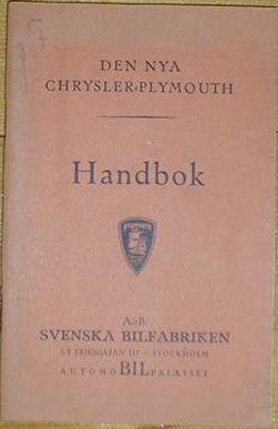 1933 Plymouth Handbok svensk