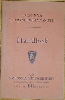 1933 Plymouth Handbok svensk