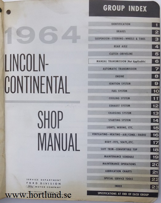 1964 Lincoln Continental Maintenance Manual - 2