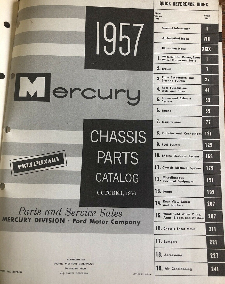 1957 Mercury Chassis Parts Catalog - 2