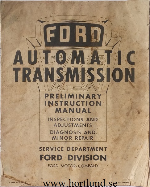 1951 Ford car Automatic Transmission Preliminary Instruction Manual