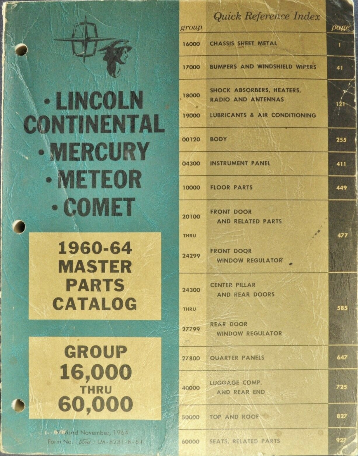 1960 - 1964 Lincoln Continental, Mercury, Meteor, Comet Master Parts Catalog - 2