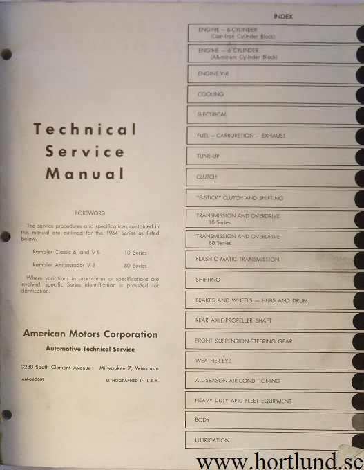 1964 Rambler Classic och Ambassador Technical Service Manual - 2