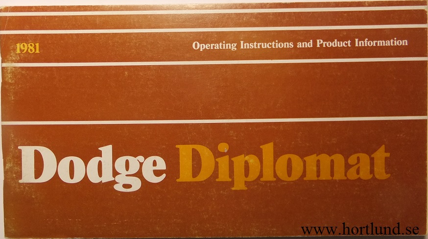 1981 Dodge Diplomat Operating Instructions