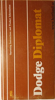 1981 Dodge Diplomat Operating Instructions