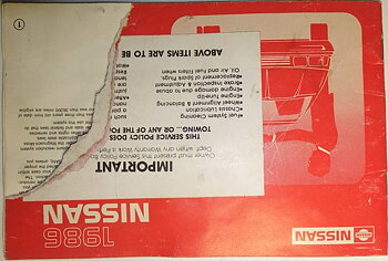 1986 NISSAN Warranty Information