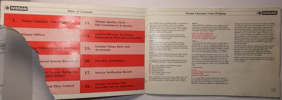 1986 NISSAN Warranty Information - 2