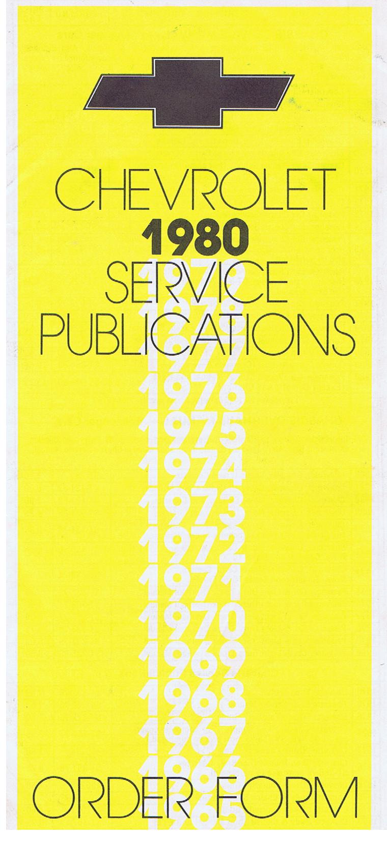 1980 Chevrolet Service Publications Order Form
