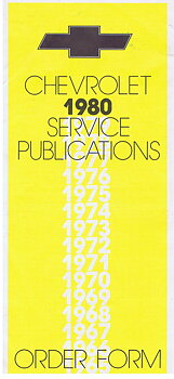 1980 Chevrolet Service Publications Order Form