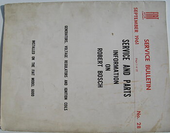 1961 Fiat 600D Service Bulletin September No. 28