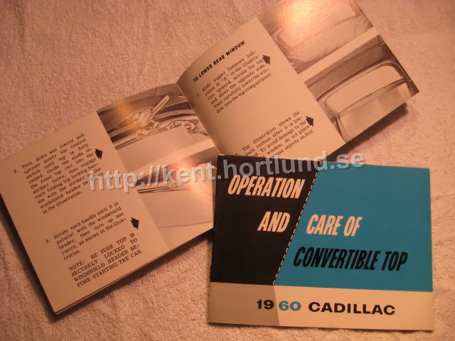 1960 Cadillac Convertible Operation and care of the convertible top First Edition