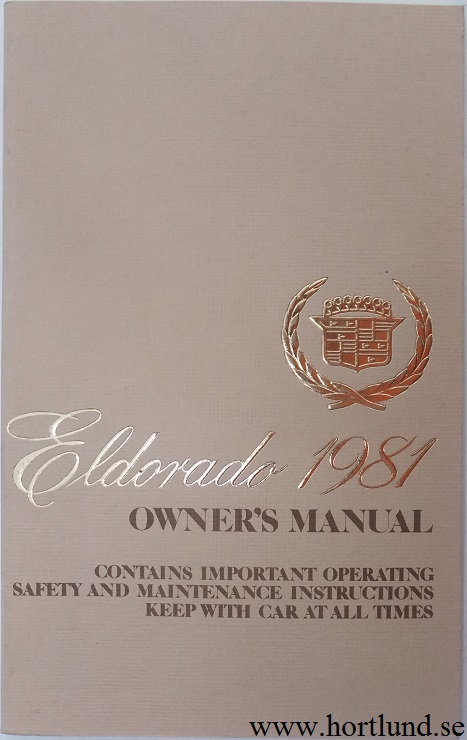 1981 Cadillac Eldorado Owners Manual