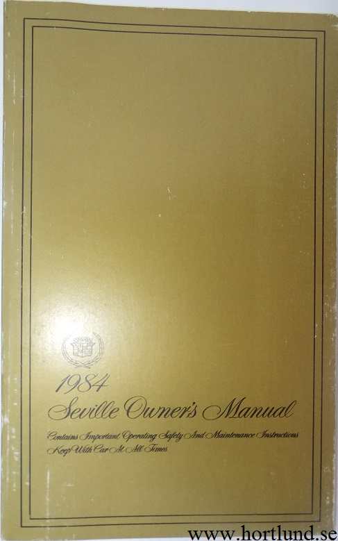 1984 Cadillac Seville Owners Manual