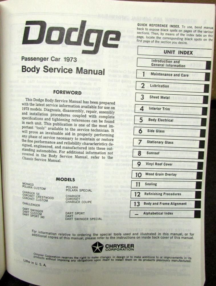 1973 Dodge Chassis och Body Service Manual alla modeller - 3