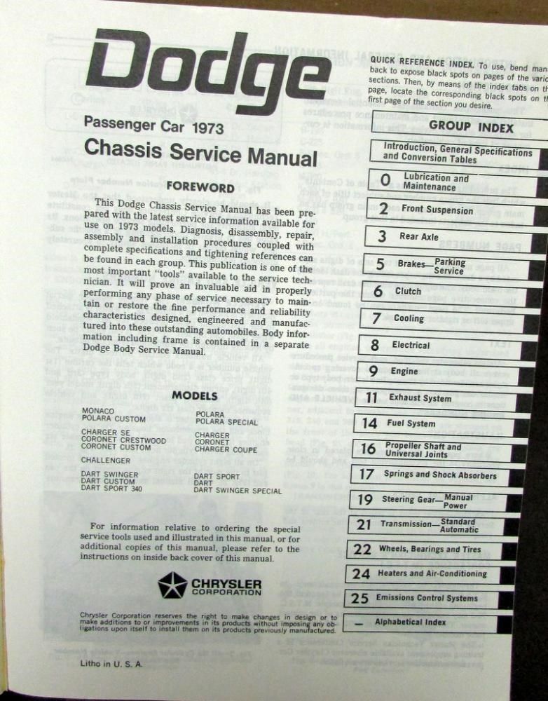 1973 Dodge Chassis och Body Service Manual alla modeller - 2