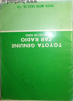 1970-tal Toyota Car Radio Instruction Manual