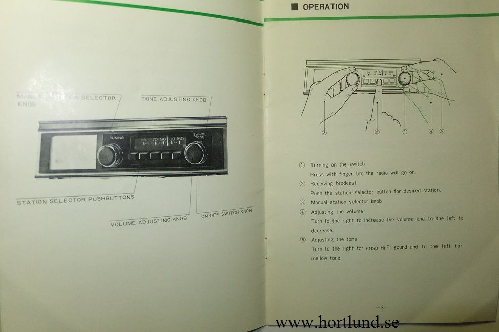 1970-tal Toyota Car Radio Instruction Manual - 2