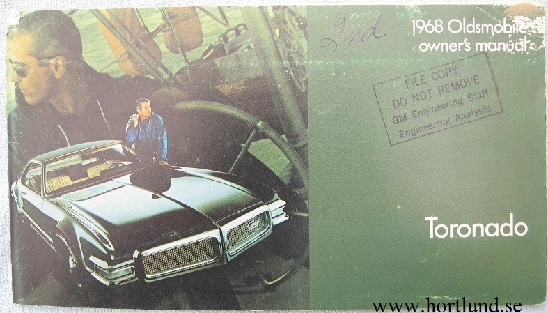 1968 Oldsmobile Toronado Owner's Manual 2:a utgåva.