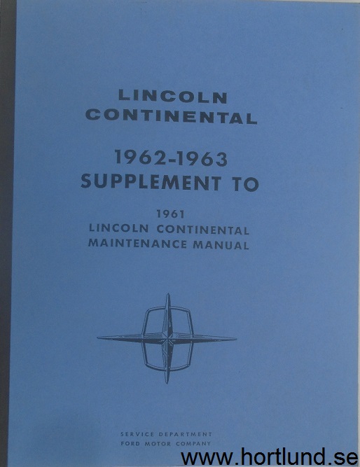 1962 -1963 Lincoln Continental Maintenance Manual supplement