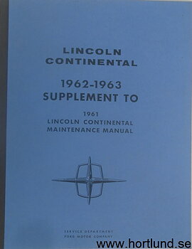 1962 -1963 Lincoln Continental Maintenance Manual supplement
