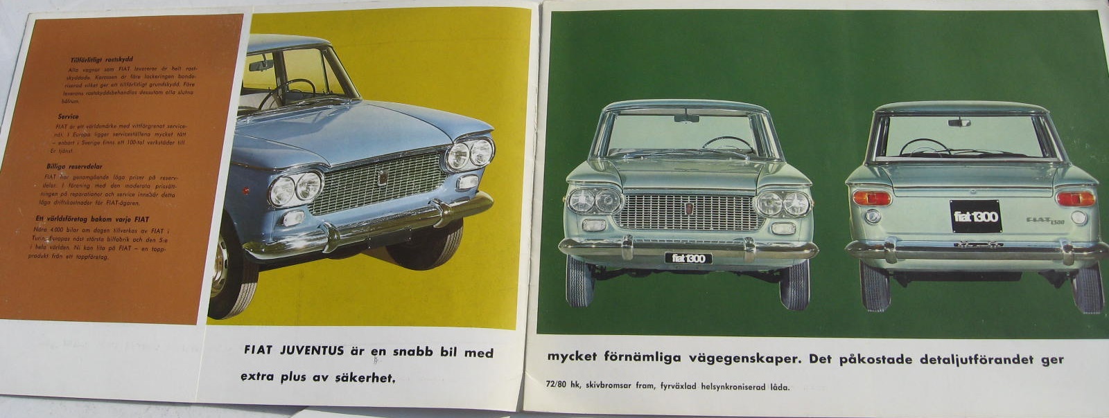 1961 - 1963 Fiat 1300 1500 Juventus broschyr - 2
