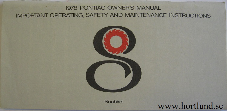 1978 Pontiac Sunbird Owner's Manual