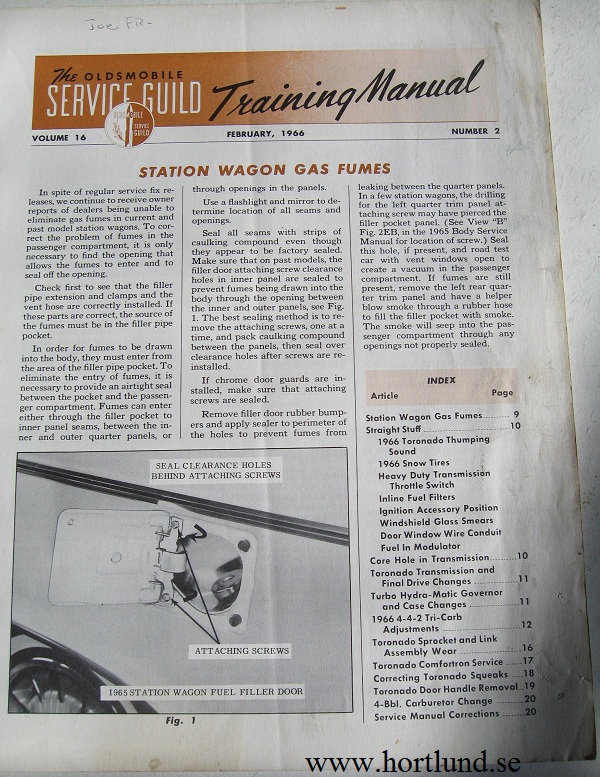 1966 Oldsmobile Service Guild Training Manual February