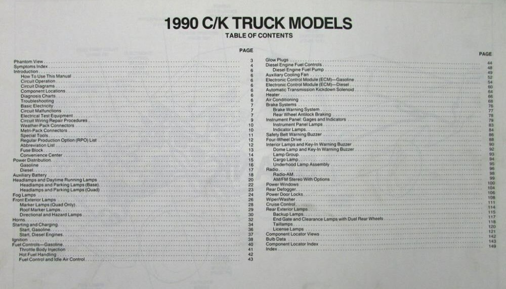 1990 GMC Light Duty Truck C/K Models Electrical Diagrams & Diagnosis Manual - 2