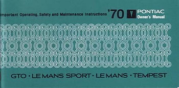 1970 Pontiac Owner's Manual mid size