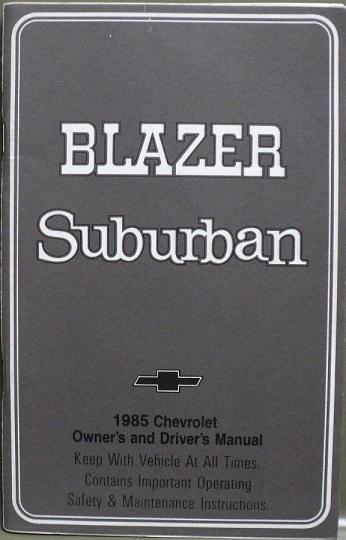 1985 Chevrolet Blazer Suburban Owners Manual