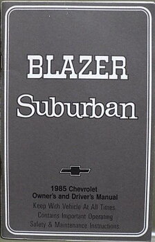 1985 Chevrolet Blazer Suburban Owners Manual