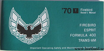 1970 Pontiac Owner's Manual Firebird