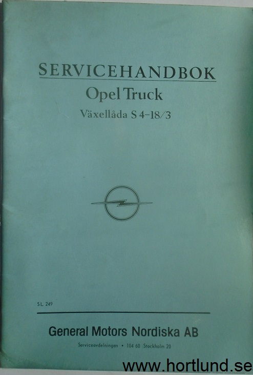 1970 Opel Truck Servicehandbok Växellåda S4-18/3