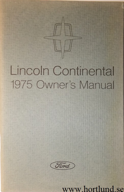 1975 Lincoln Continental Owners Manual