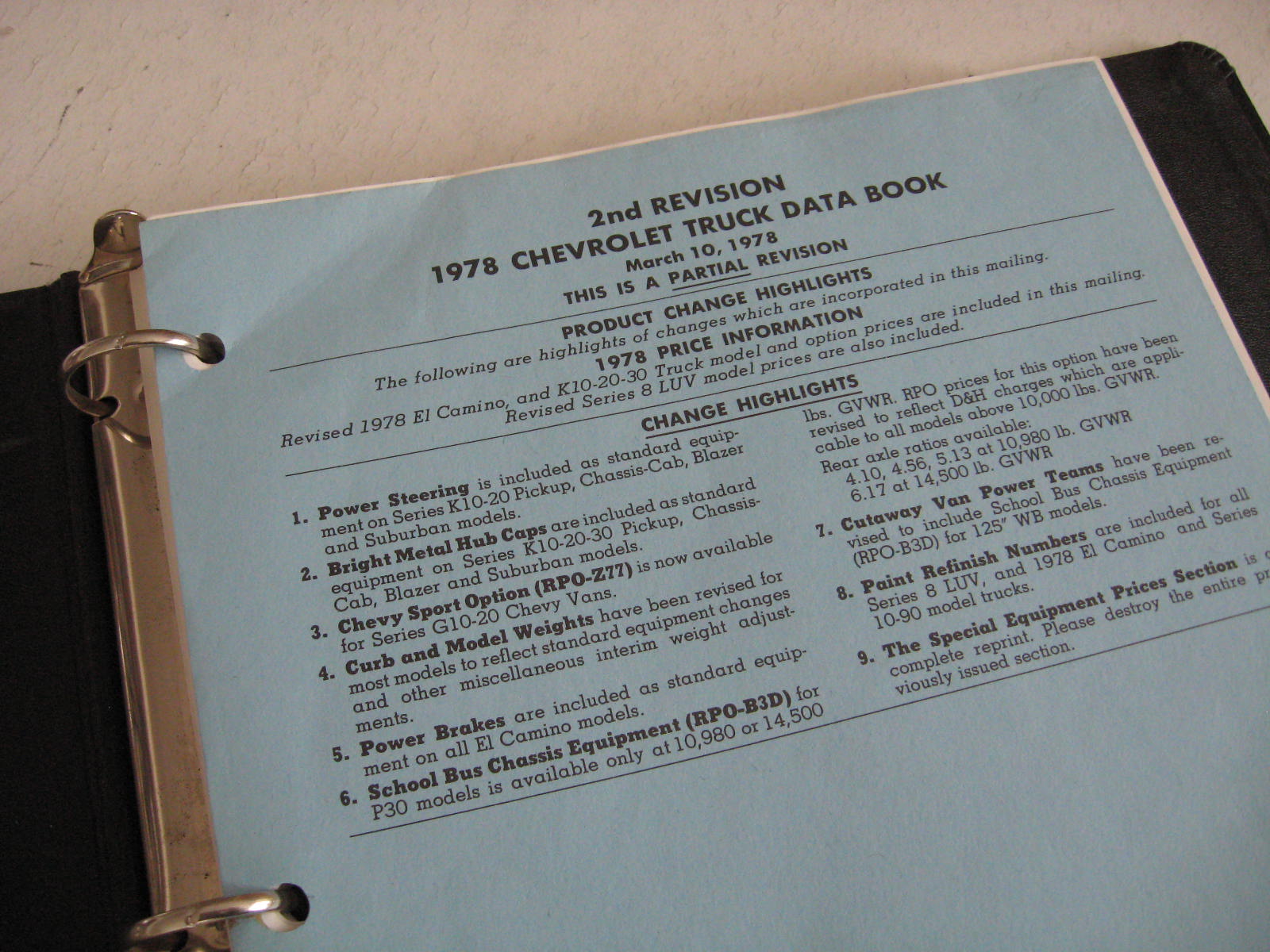 1978 Chevrolet Truck Data Book