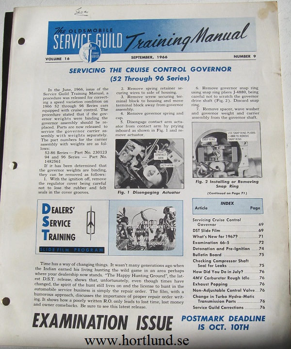 1966 Oldsmobile Service Guild Training Manual September