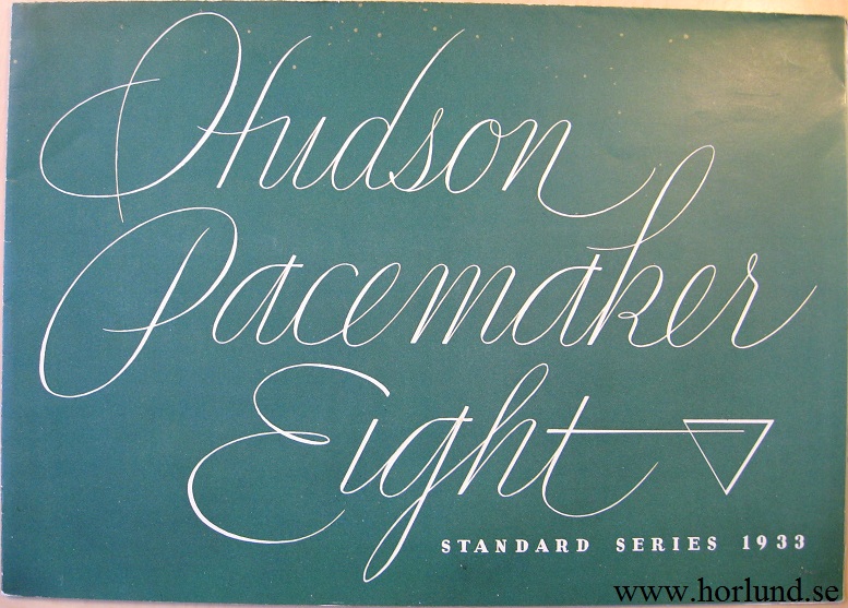 1933 Hudson Pacemaker Eight Standard Series broschyr