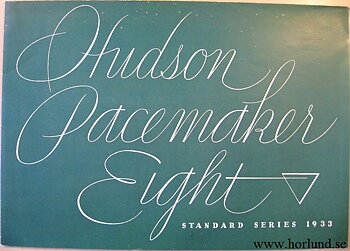 1933 Hudson Pacemaker Eight Standard Series broschyr