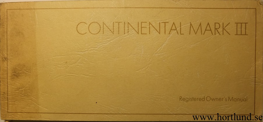 1968 Lincoln Continental Mark III Owners Manual