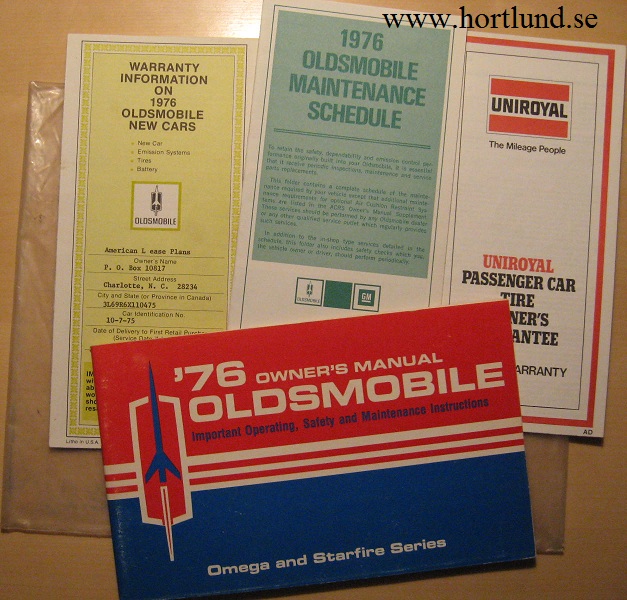 1976 Oldsmobile Omega o Starfire Owner's Manual