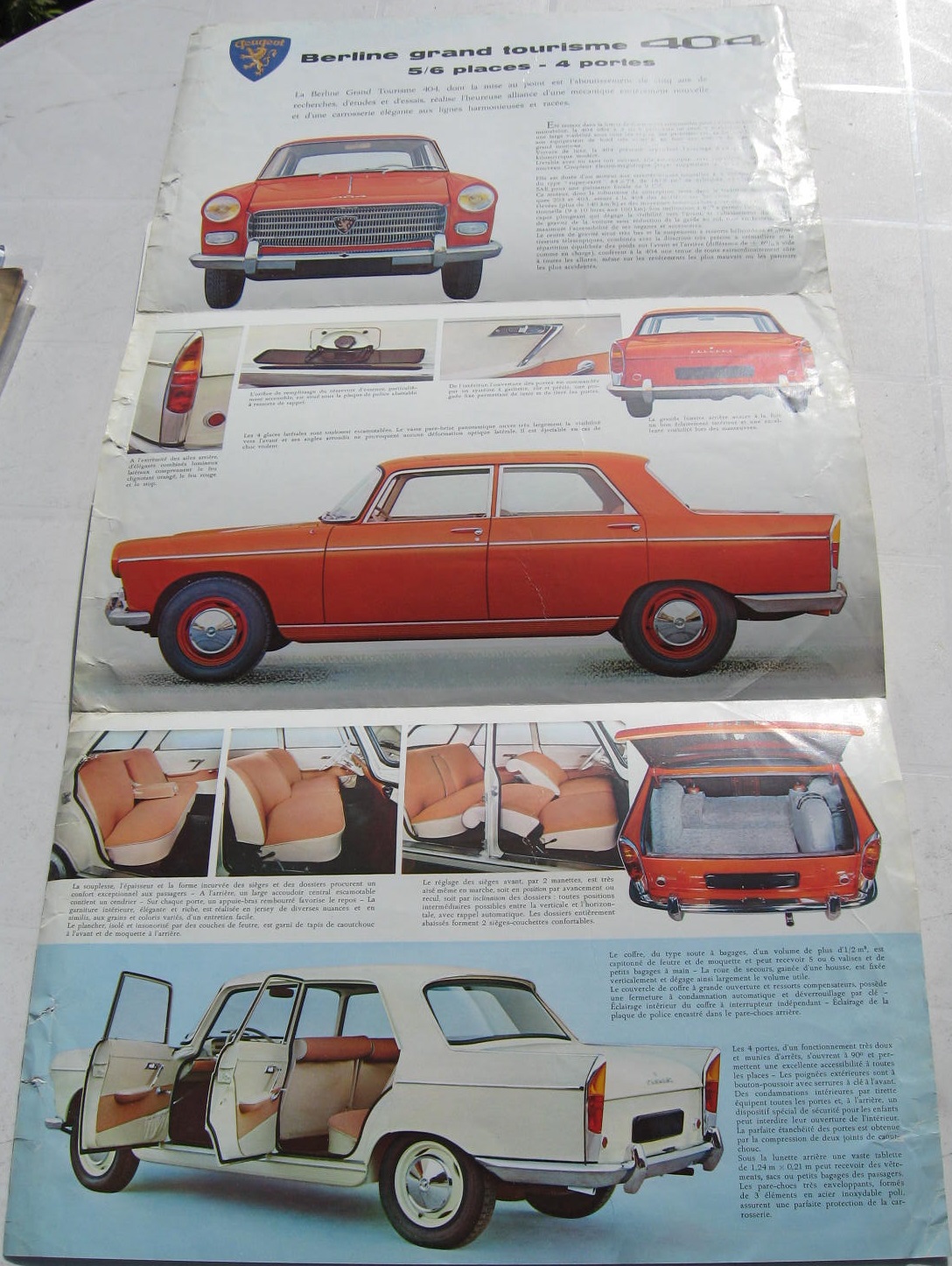 1960 Peugeot 404 broschyr fransk - 2